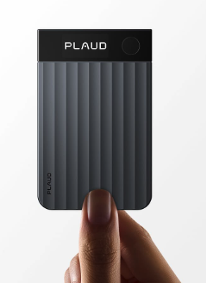 Plaud AI device being held in someone's hand